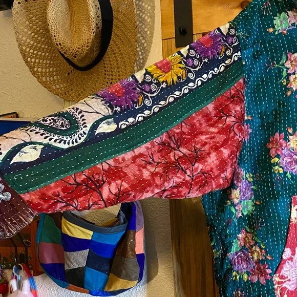 EARTHBOUND Colorful Floral Patchwork Hoodie - Picture 4 of 7